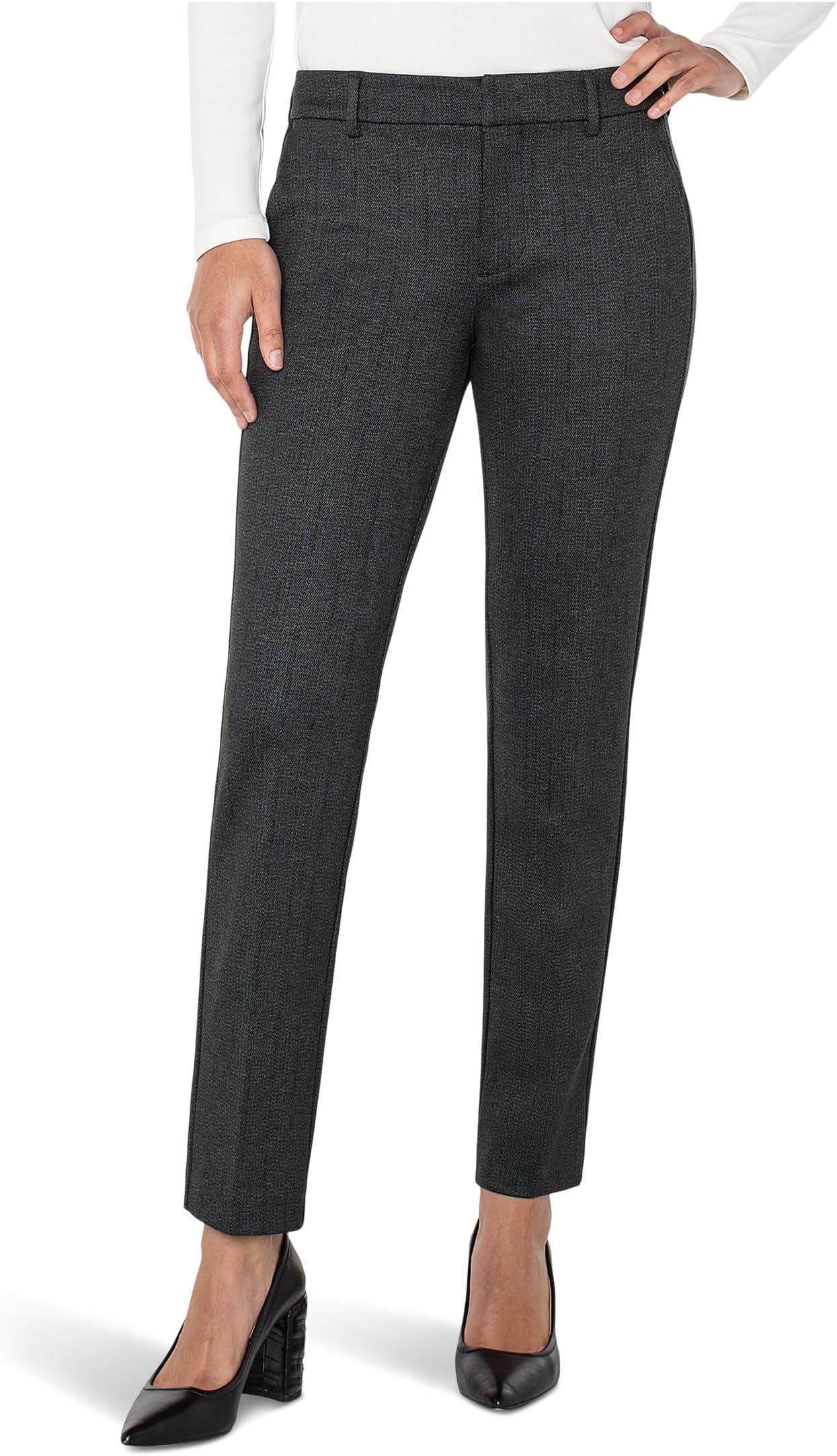 

Женские брюки Kelsey средней посадки с узором ёлочка из трикотажа понте Liverpool Los Angeles, Smoky Charcoal Herringbone