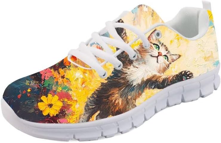 

Кроссовки Forchrinse с принтом «Кошачья галактика» унисекс, модные кеды для ходьбы, теннисные и беговые обувь для женщин и мужчин, Cat Floral Painting