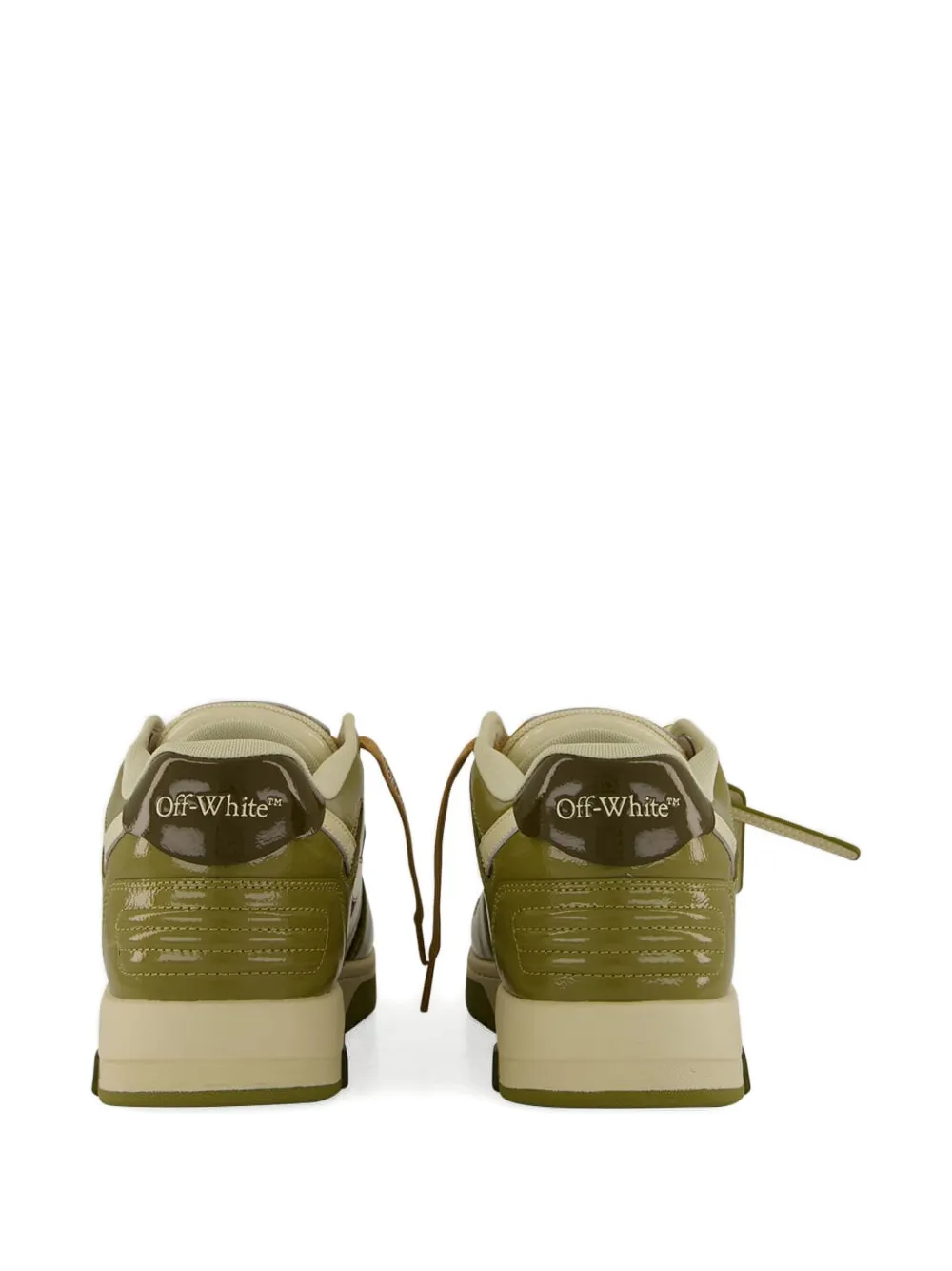Кроссовки из лакированной кожи "OOO" Out Of Office Off-White, зеленый — фото 3