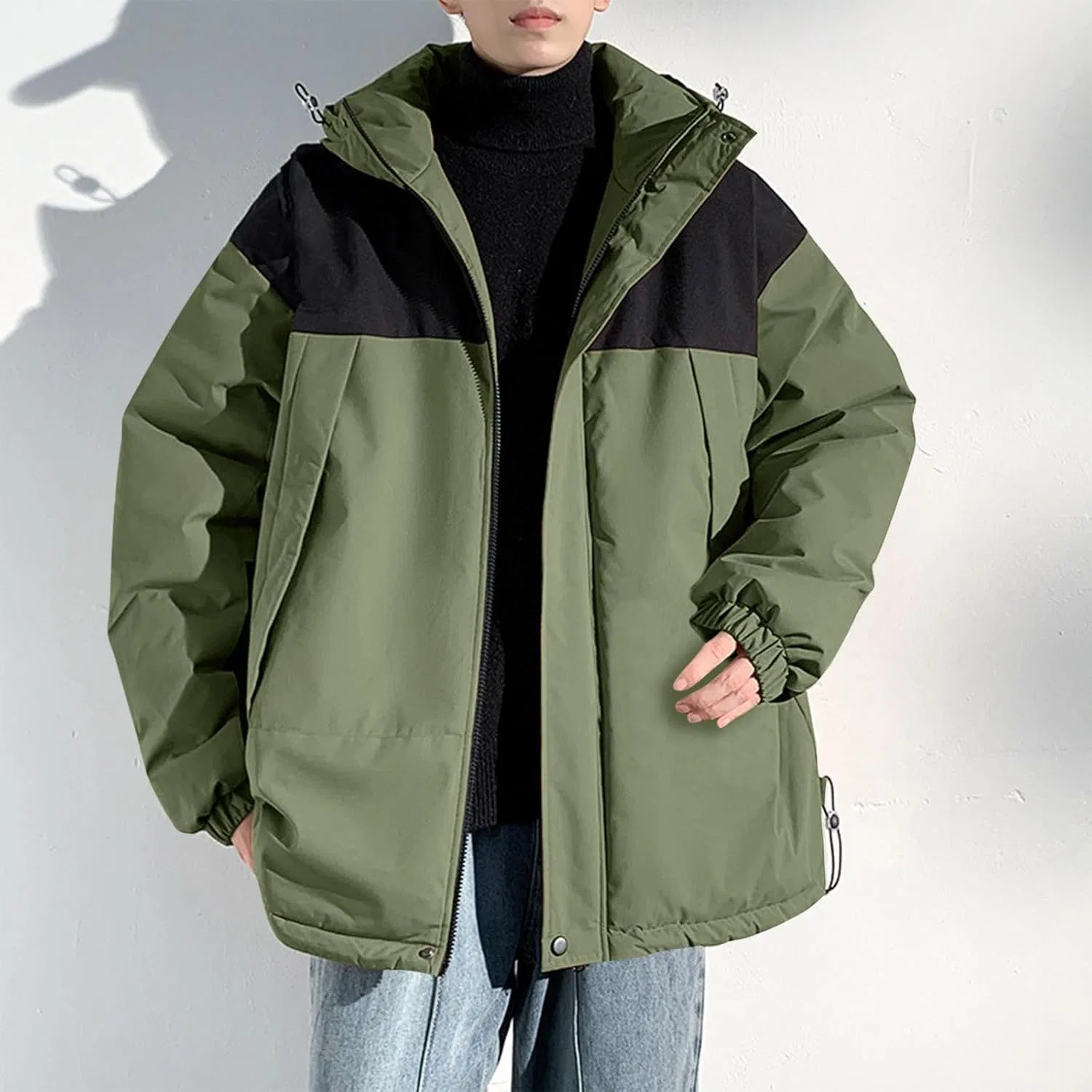 Куртки для мужчин Three Prevention Cottoning Climbing Wear, модная куртка с цветовыми блоками, утепленная, теплая, пуховая, ветровка — фото 2