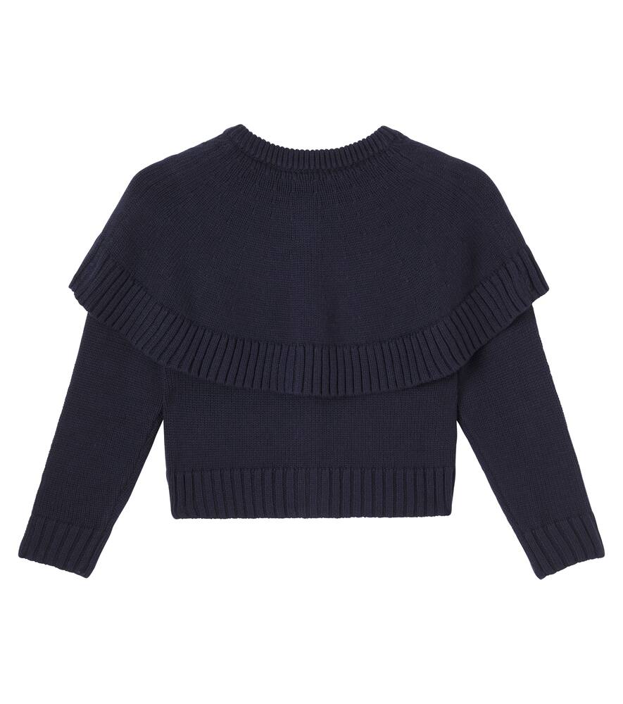 Кардиган из хлопка и шерсти с пелериной Chloé Kids, Bleu Amiral — фото 3