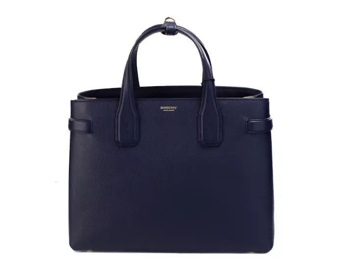 

Сумка-тоут через плечо из кожи синего цвета с надписью Banner Medium Regency Burberry