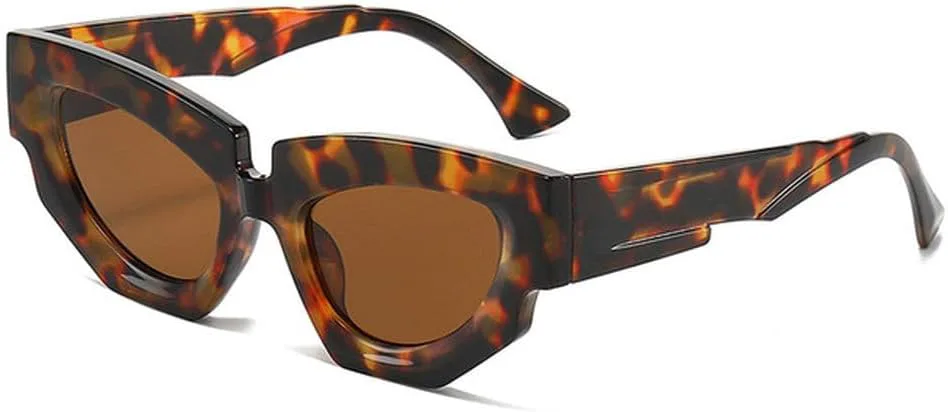 

Винтажные солнцезащитные очки «кошачий глаз» для женщин, модные маленькие солнцезащитные очки класса люкс с защитой от УФ-излучения UV400 LVTFCO, Leopard Brown