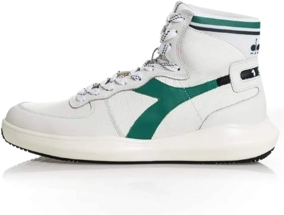 Diadora Heritage, MI Basket H Leather MDS, стильные повседневные кроссовки унисекс, белый/зеленый — фото 2