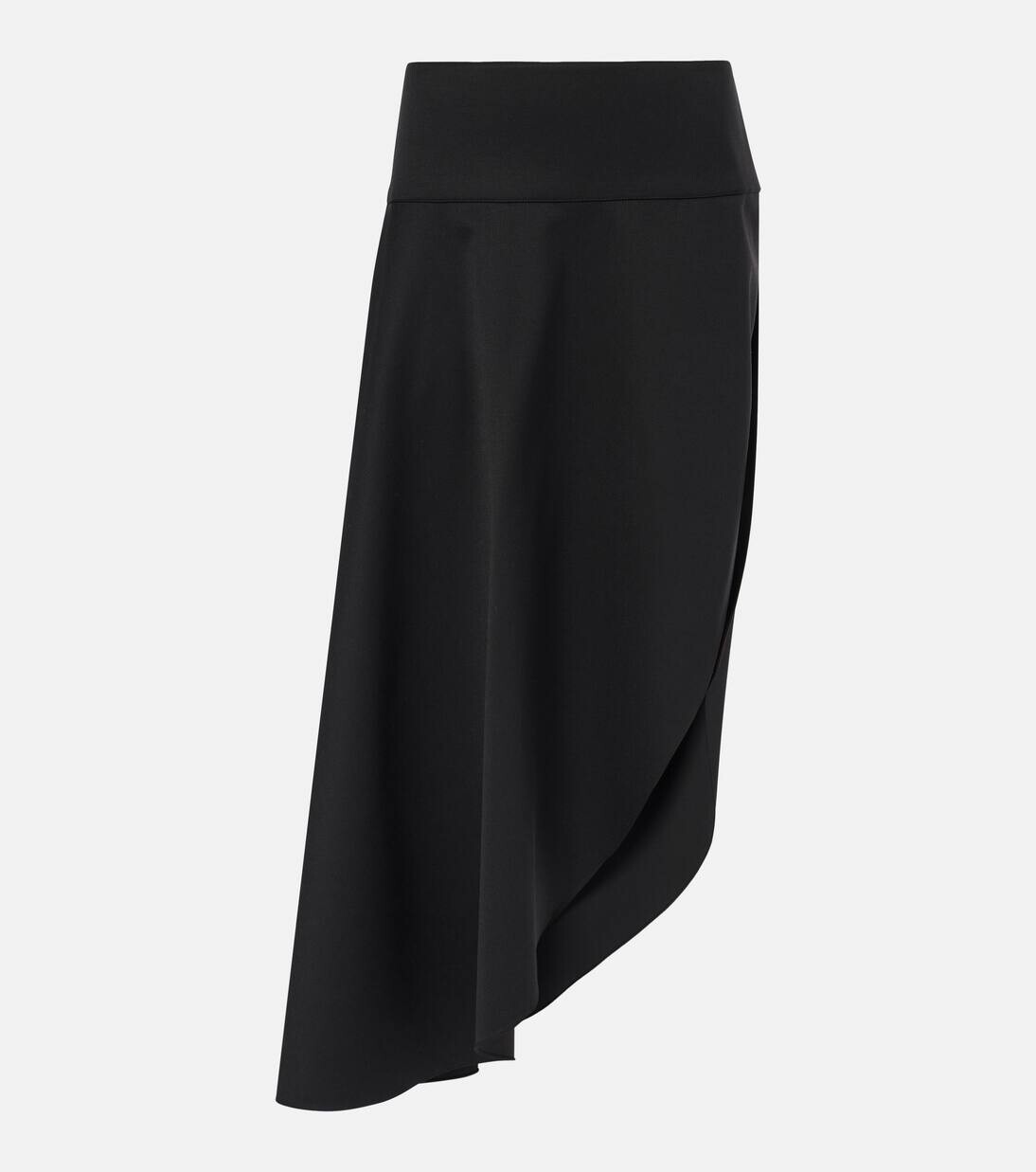 

Асимметричная шерстяная юбка миди Alaïa, цвет noir alaia