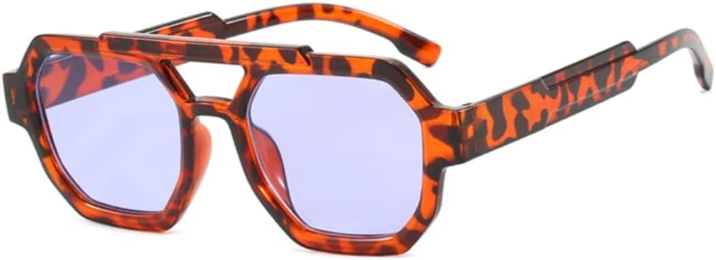 

Солнцезащитные очки для мужчин и женщин - защита от УФ-излучения UV400 - панк, толстая оправа, оранжевые, для занятий спортом на открытом воздухе и вождения DSVIGF, Leopard-purple