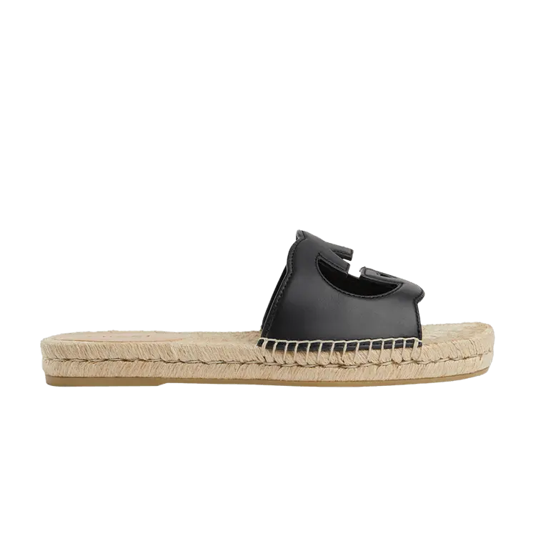 

Сандалии Gucci Interlocking G Cut-Out Espadrille Sandal Black, черный