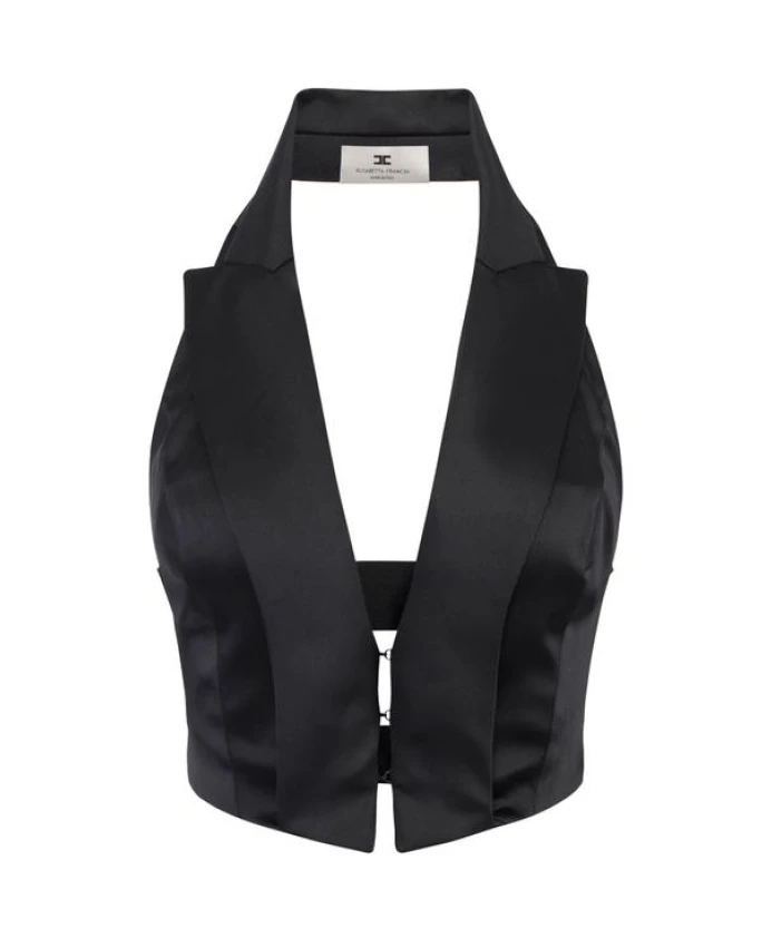 

Атласный жилет на бретелях Elisabetta Franchi, черный