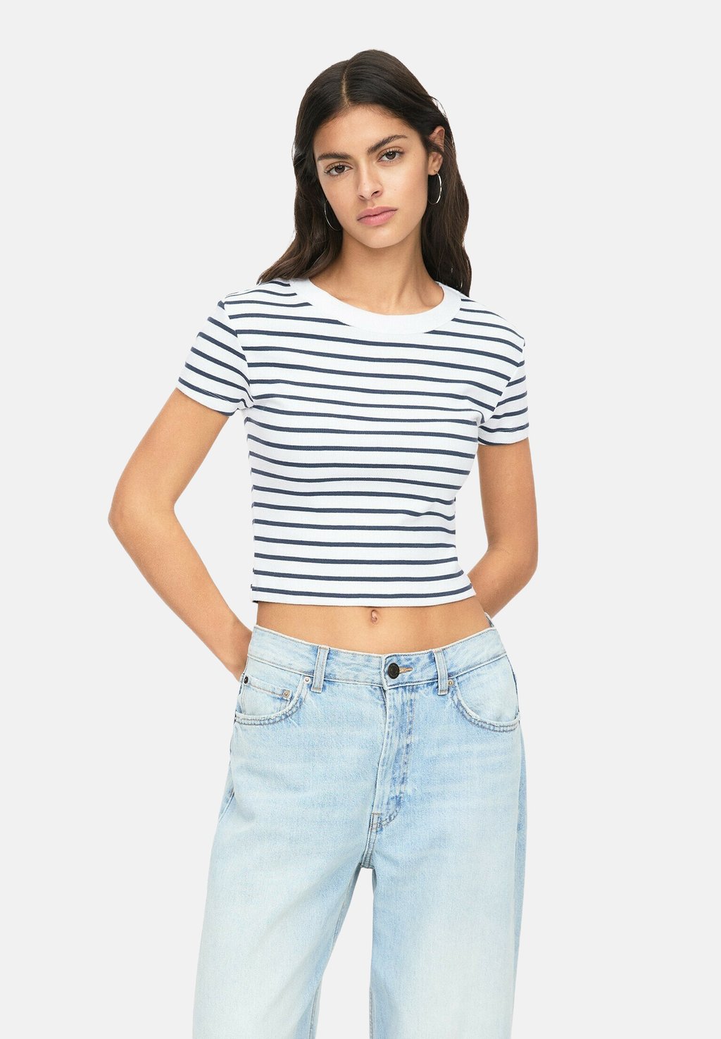 

Базовая футболка Print T-shirt PULL&BEAR, синий