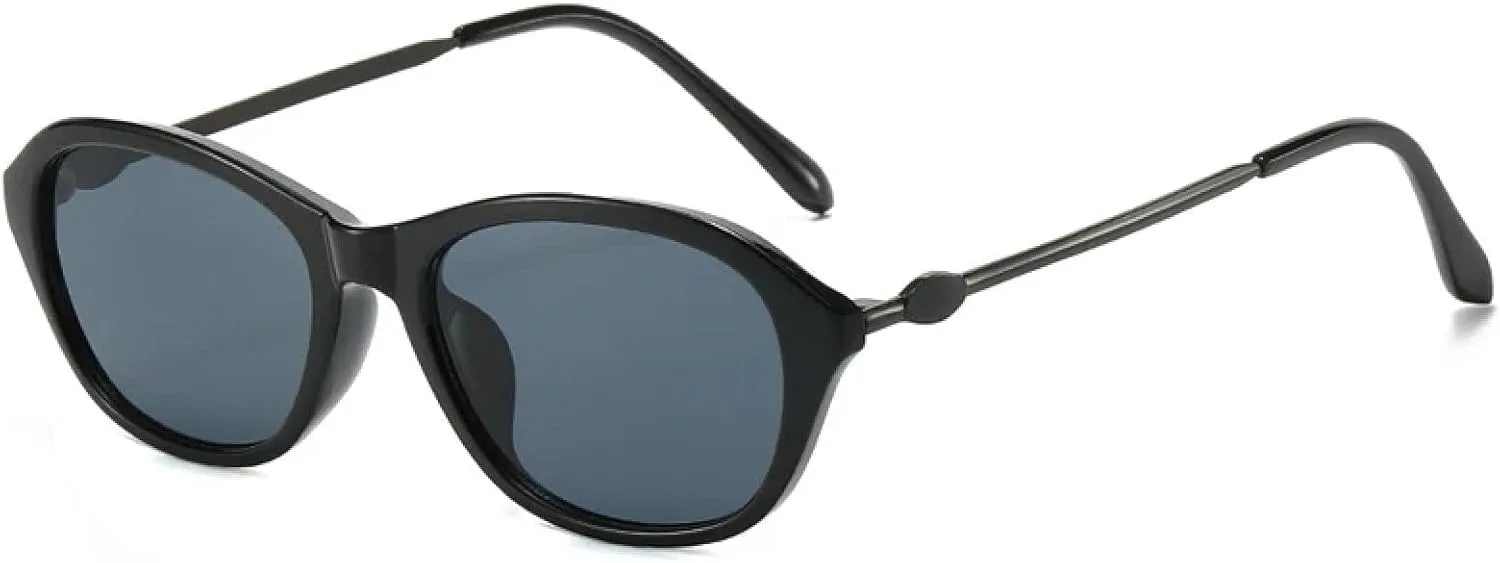 

Женские овальные солнцезащитные очки в маленькой оправе, модные солнцезащитные очки для активного отдыха, защита от УФ-излучения UV400 TKKTLLT, Black Gray