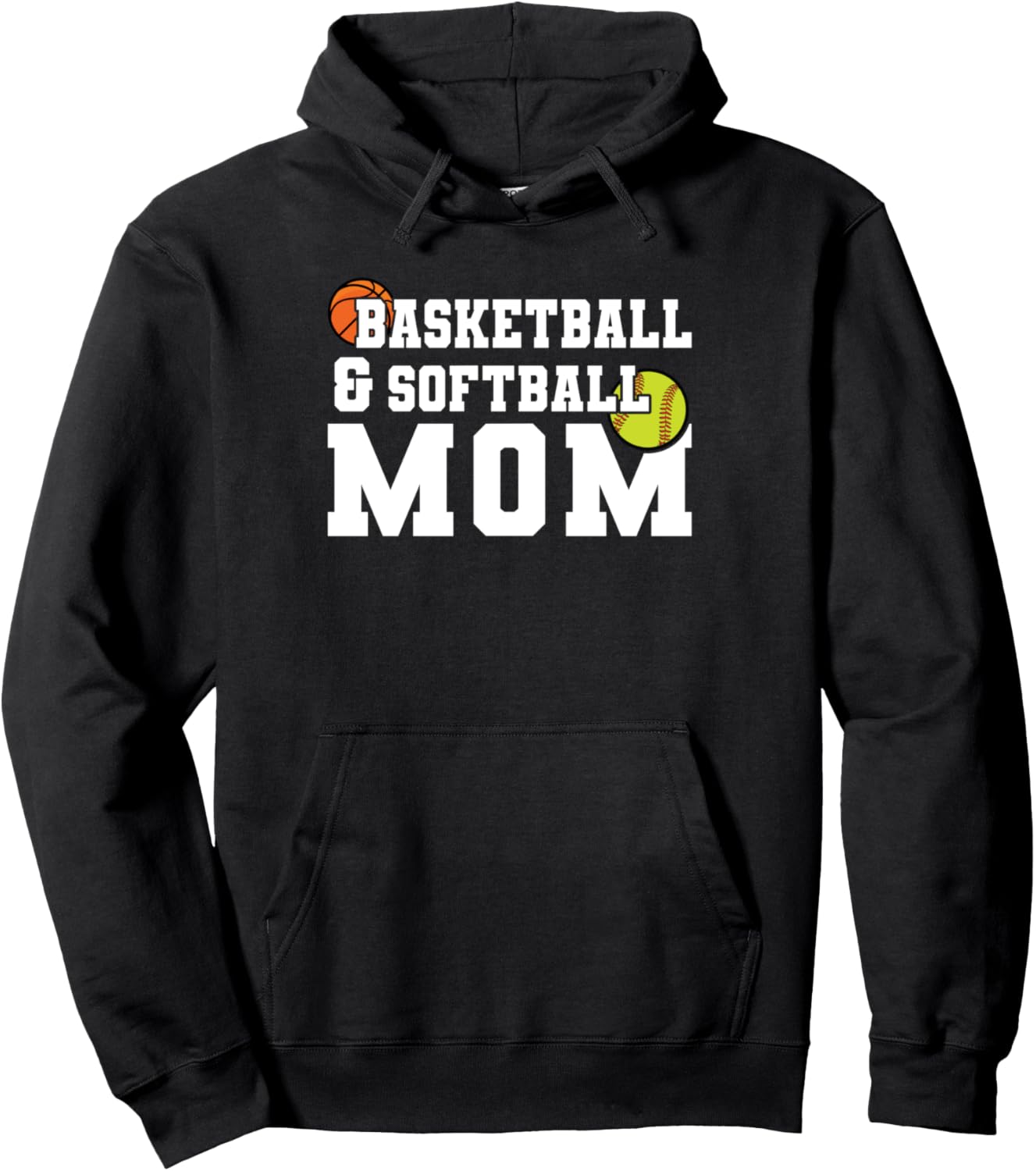 

Худи для мамы баскетболиста и софтболиста Basketball & Softball Player Gift, черный