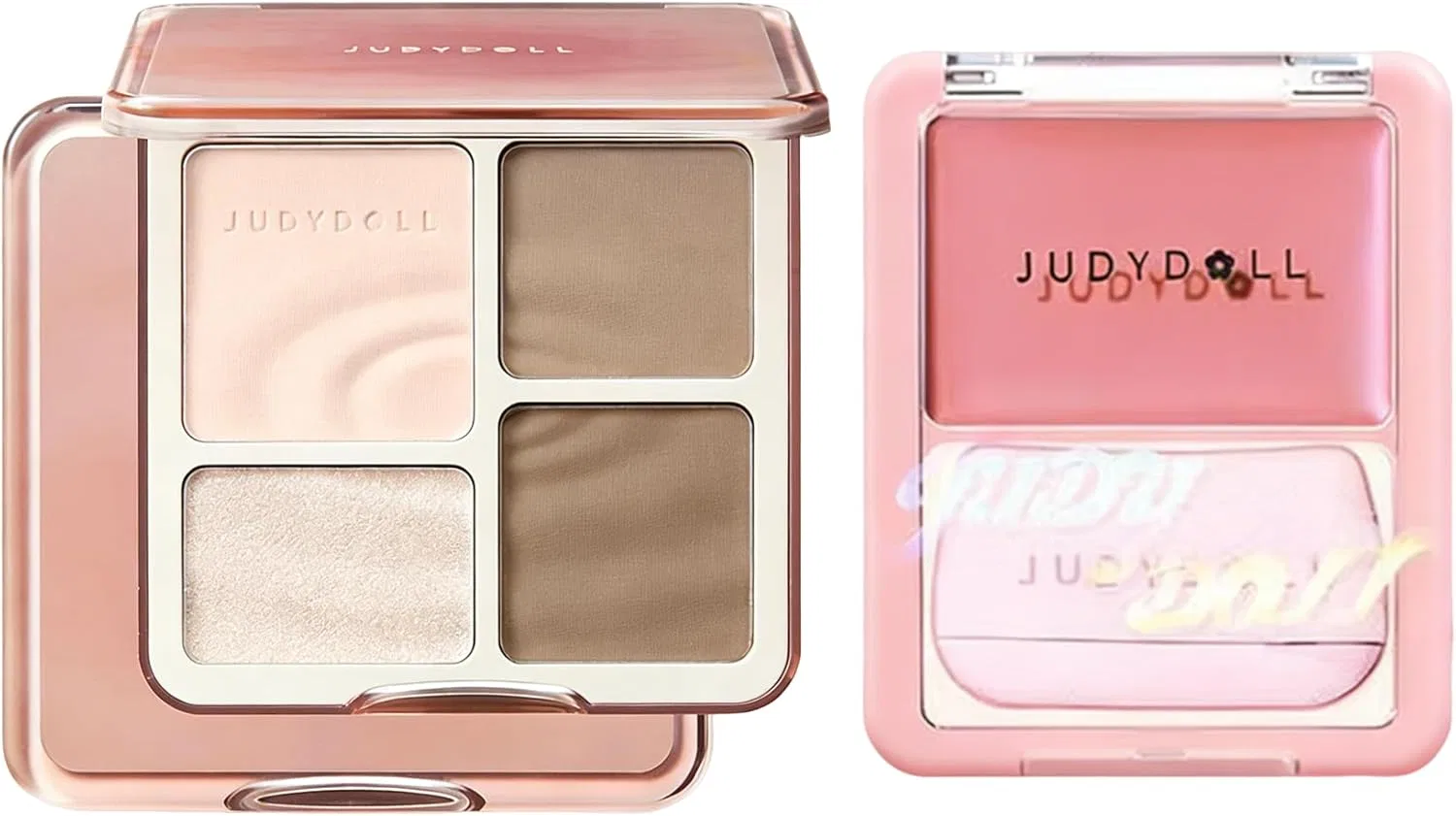 Палитра для макияжа Judidor Merihari Master Palette + крем для щек с пуховкой, Shiny-X, 2 предмета, #01N Cool Tone 02 Biony Miruku