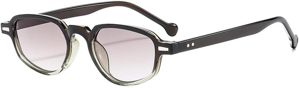 

Солнцезащитные очки UV400 - маленькие, «кошачий глаз», прозрачные линзы, заклепки, для женщин и мужчин, для бега и занятий спортом на открытом воздухе UYPTK, Coffee Green Gray