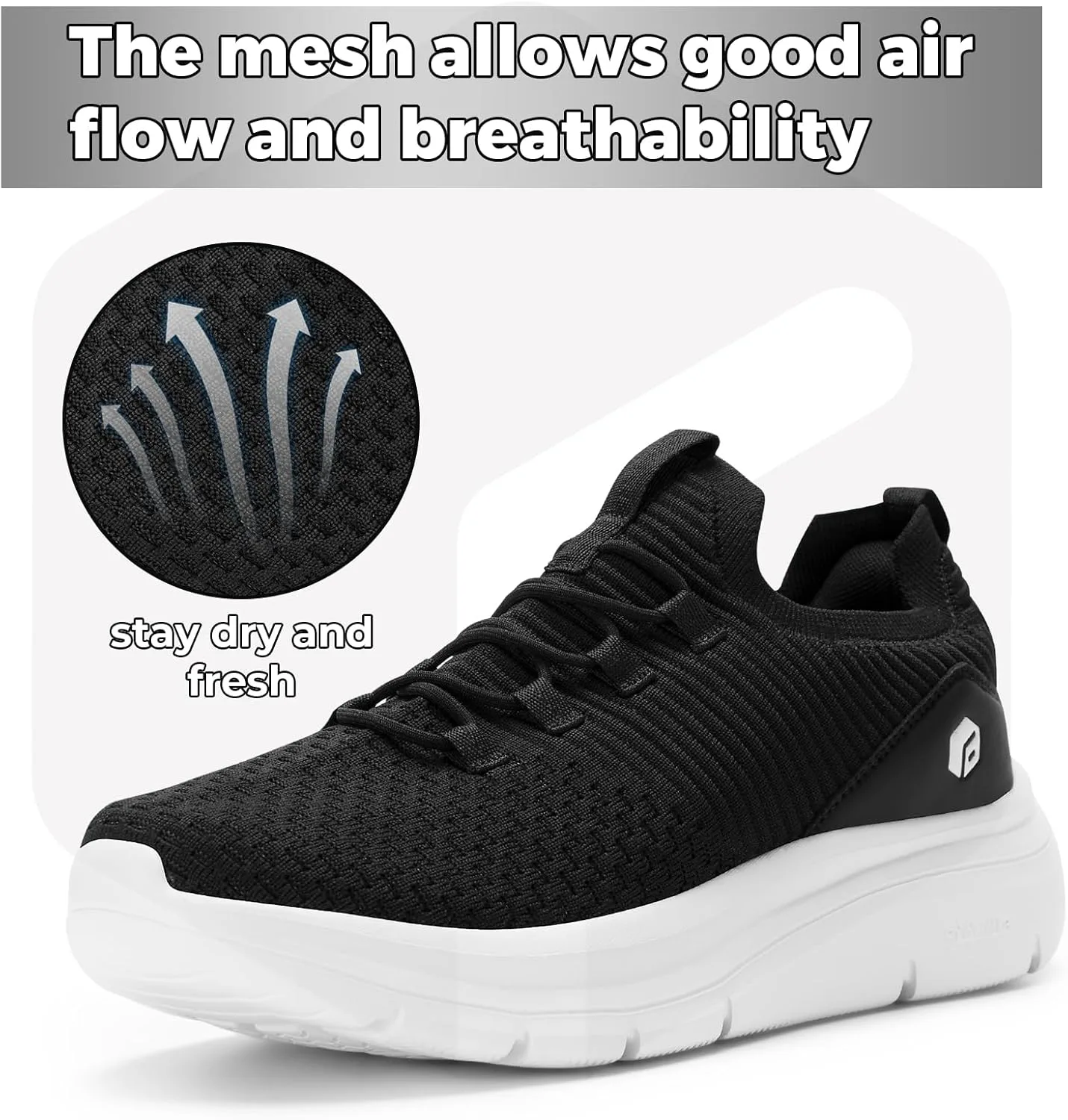 Мужские слипоны FitVille Extra Wide, легкие и дышащие с максимальной амортизацией, черный — фото 3