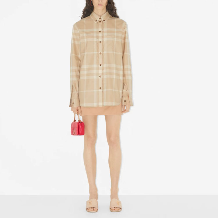Рубашка Burberry Хлопковая в клетку, светло-коричневый — фото 4