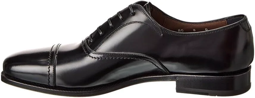 Мужские официальные черные туфли-оксфорды Salvatore Ferragamo из натуральной кожи SEUL (EE/широкие) с закрытым мыском и прошитой подошвой, черный — фото 3