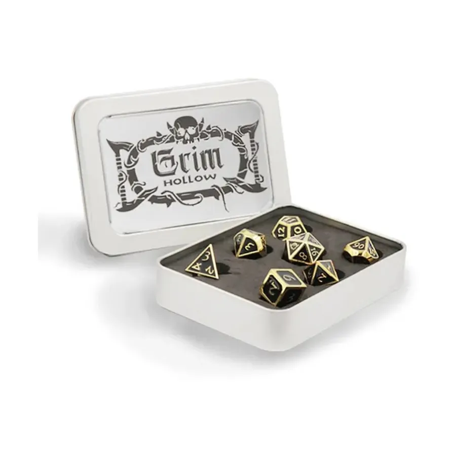 

Набор полых металлических кубиков Grim и банка, Role Playing Games Accessories (Ghostfire Gaming)