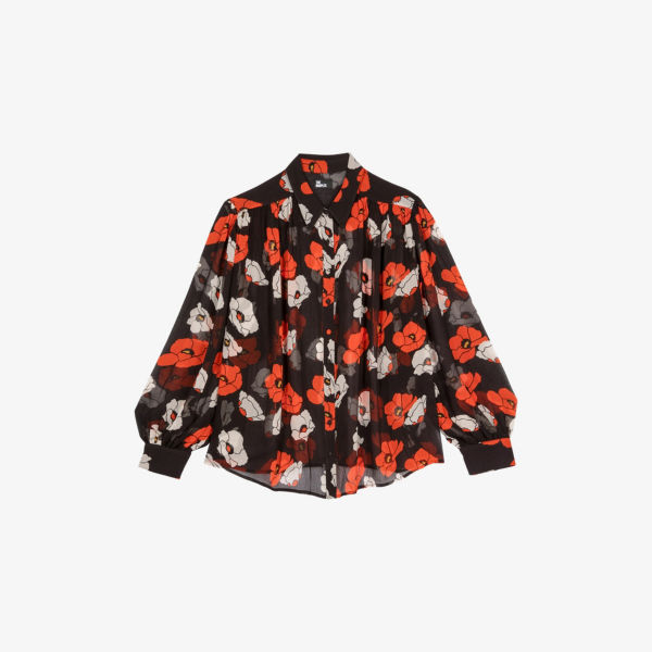 

Блуза The Kooples с цветочным принтом, черный