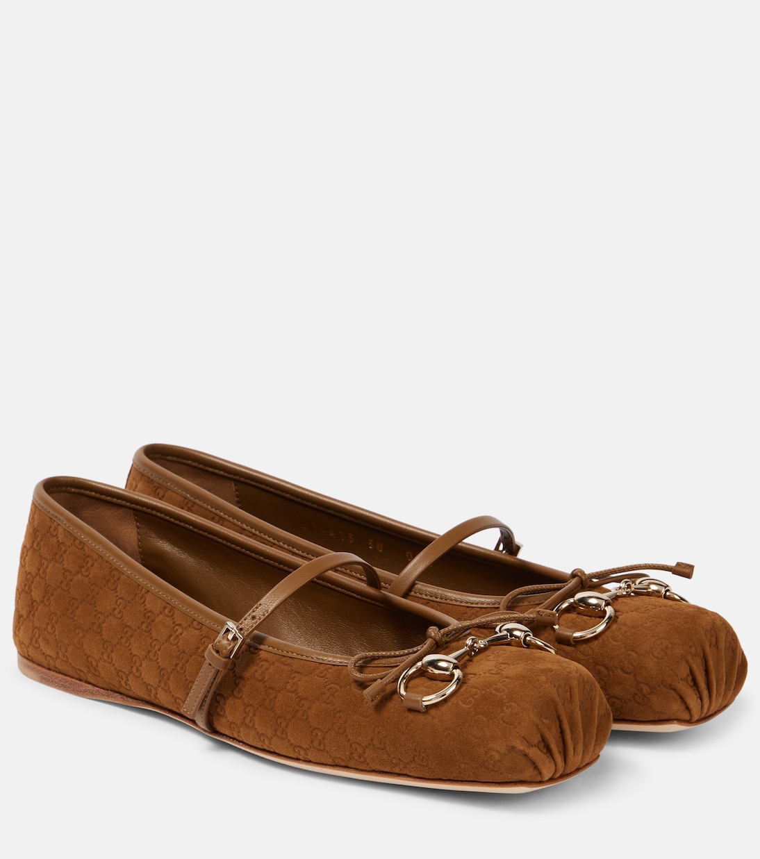 Балетки GG из замши с подвеской Horsebit Gucci, Cuoio Dafne/Cuo.Dafn