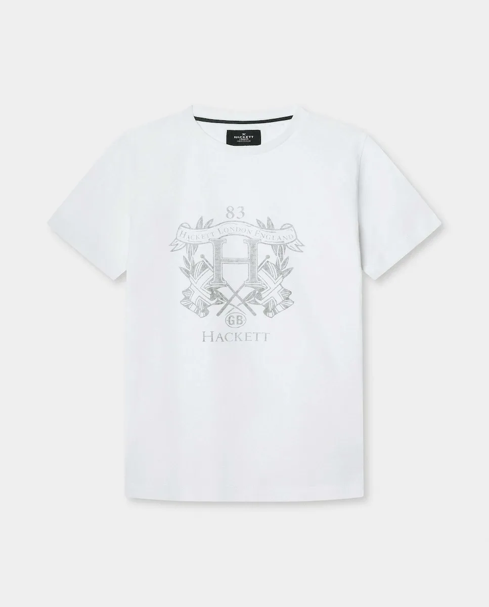 

Детская футболка ралли с флагом классического кроя Hackett, кремовый