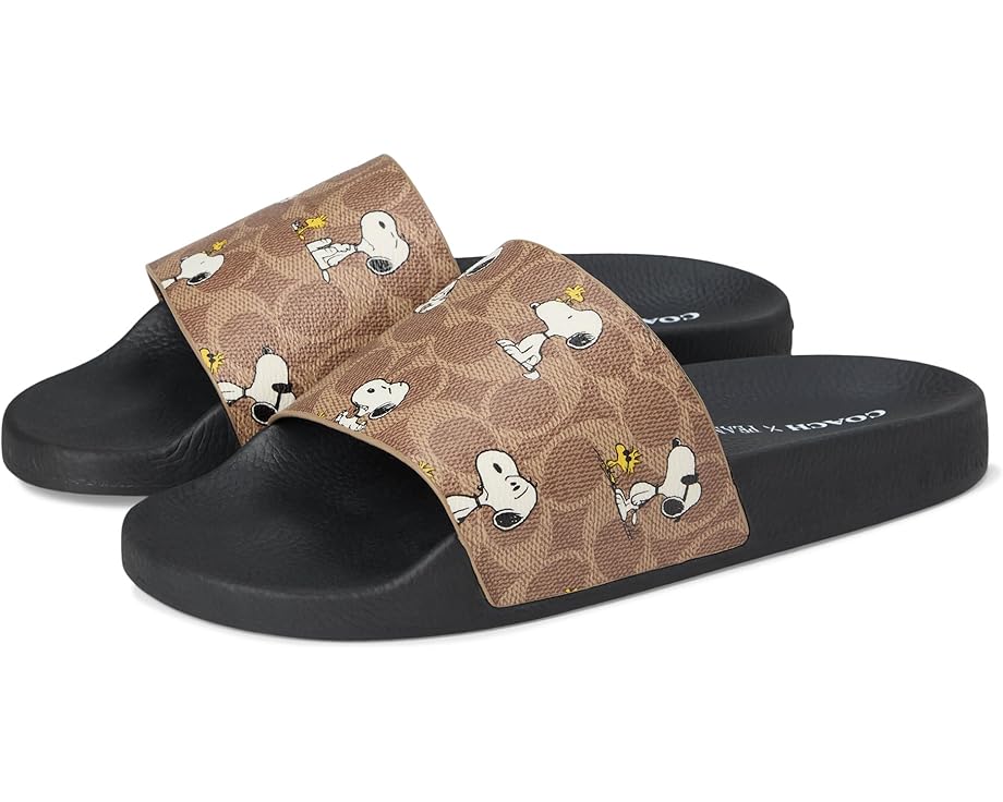 

Тапочки COACH Coach X Peanuts Pool Slide in Signature Canvas with Snoopy Print, желто-коричневый