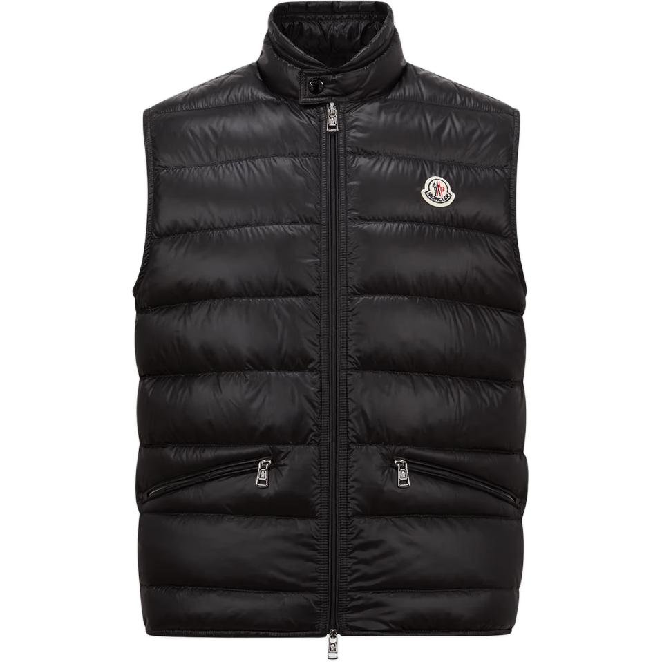 Пуховик-жилет с высоким воротником и логотипом Gui Moncler, черный — фото 2