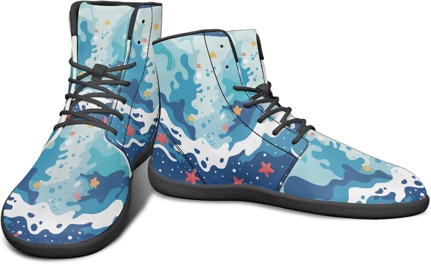 

Высокие кроссовки с морским животным принтом и обувь для босоного ходьбы, заземляющие кроссовки для мужчин, обувь для кросс-тренинга и путешествий Watdotory, Wave Starfish Pattern