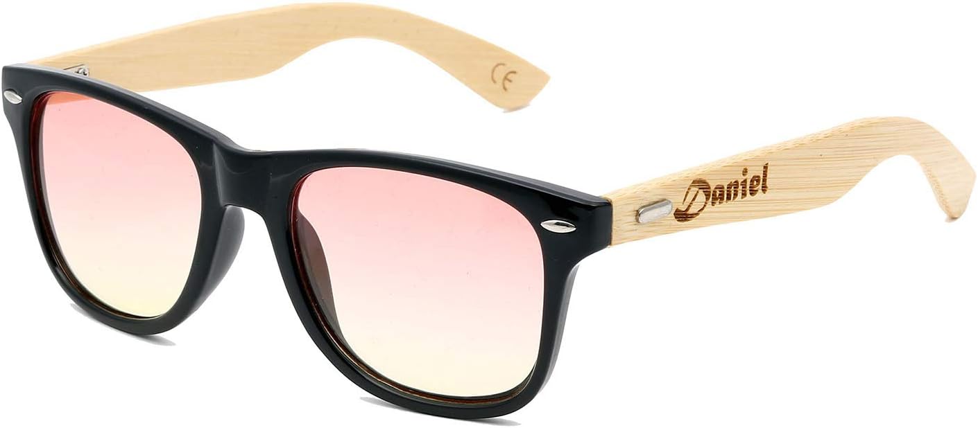 

Персонализированные деревянные солнцезащитные очки Awerise с двухцветными линзами, унисекс, с защитой от УФ-излучения UV400, подарок для подружки невесты (солнцезащитные очки в бамбуковой коробке, 0), Pink With Box