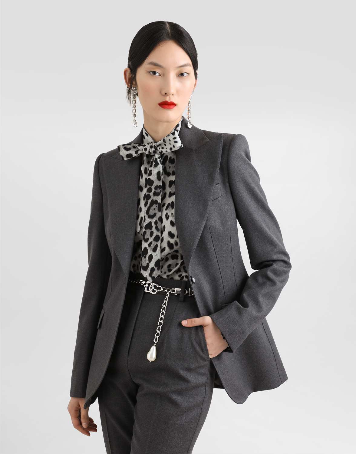 Однобортный шерстяной блейзер turlington Dolce & Gabbana, серый — фото 4