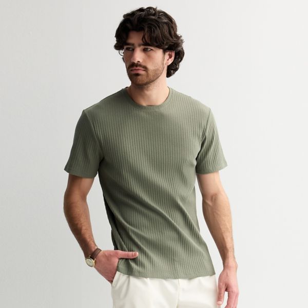 

Мужская фактурная футболка с коротким рукавом и ажурным узором Apt. 9, цвет galvanized green