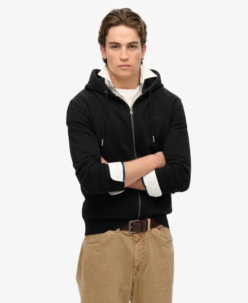 Мужская толстовка Superdry Essential с логотипом и застежкой-молнией, черная — фото 4