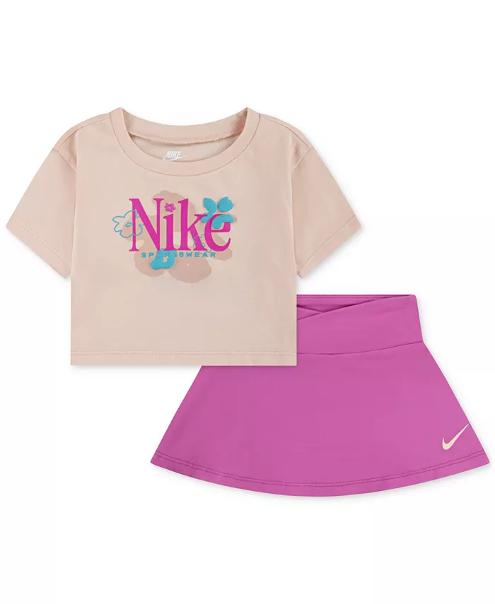 

Футболка и шорты Baby Girls Wild Flower, 2-предметный комплект Nike, розовый