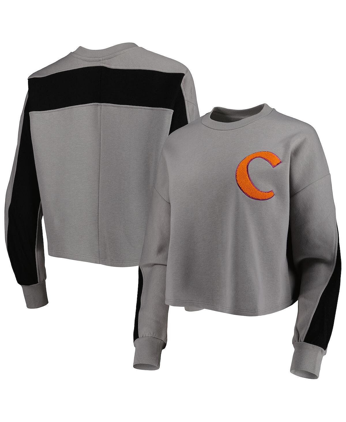 

Женский серый свитер Clemson Tigers Back To Reality с цветными блоками Gameday Couture, серый