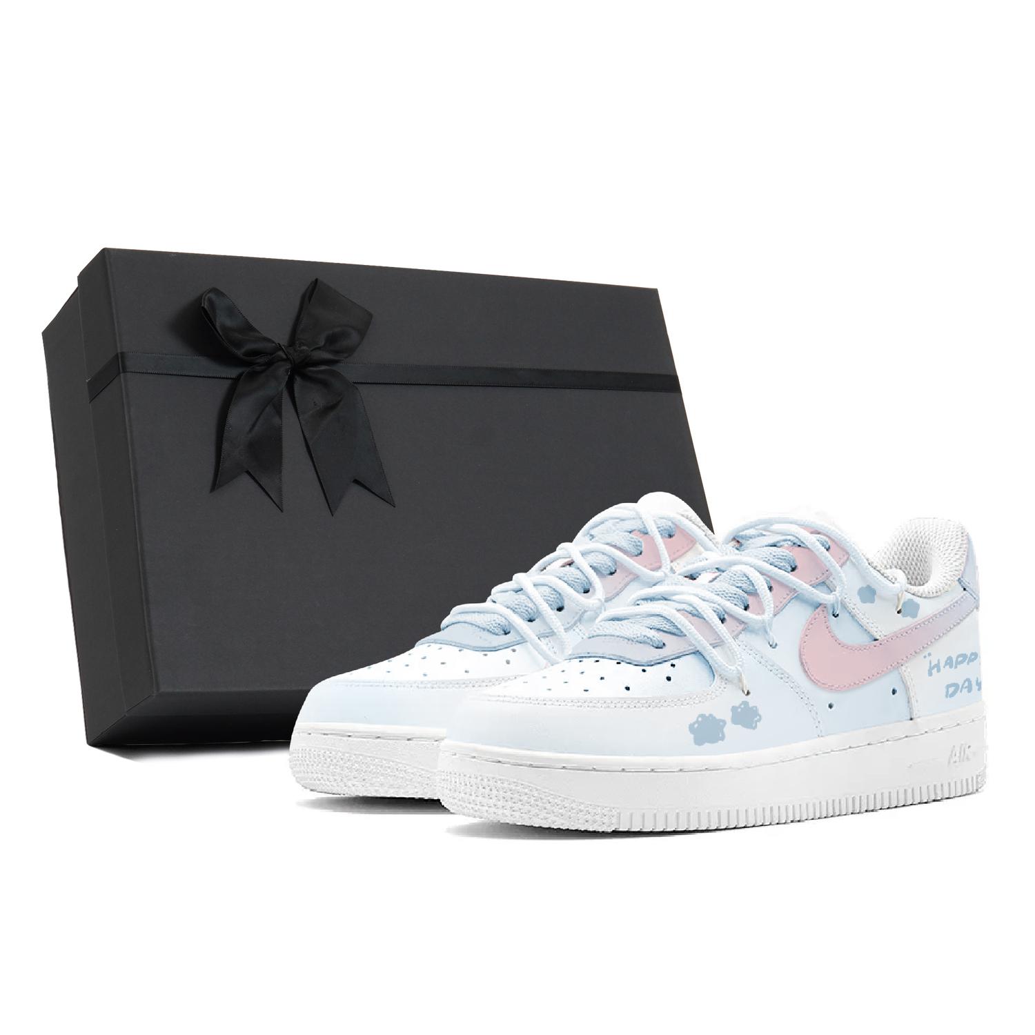 

Nike Air Force 1 LE нескользящие амортизирующие износостойкие низкие детские скейтбординг кроссовки blue pink для подростков