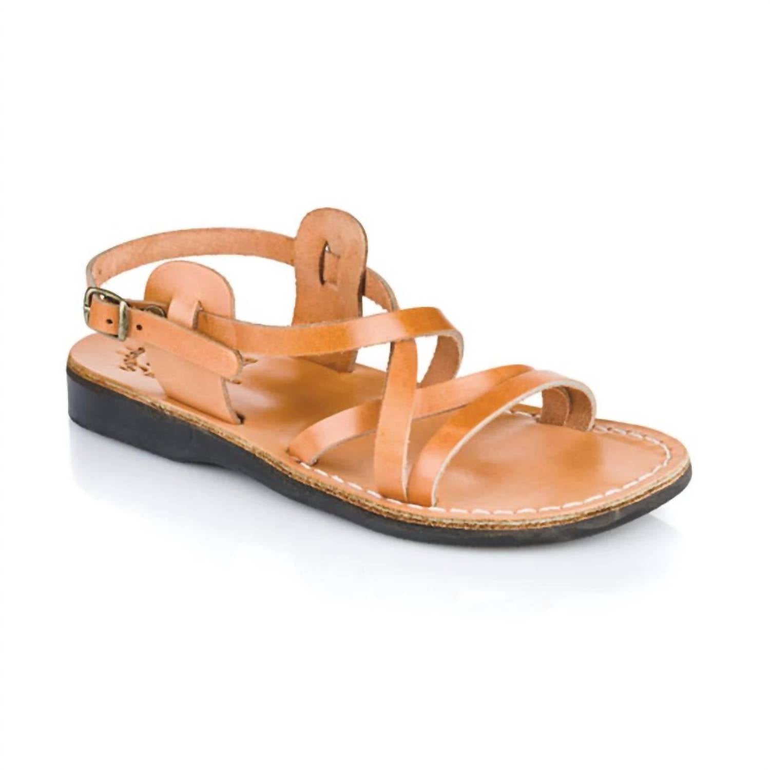 Кожаные босоножки Tzippora с ремешками и открытой пяткой в бежевом цвете Jerusalem Sandals
