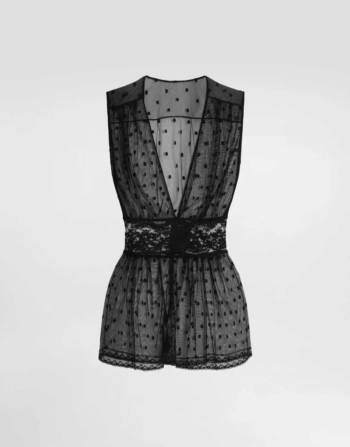 Топ из сетки в горошек DOLCE & GABBANA, черный