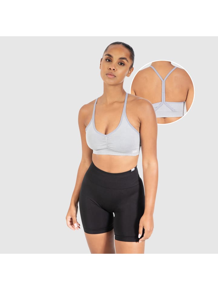 

SMILODOX Спортивный бюстгальтер Batik Scrunch Icon, светло-серый