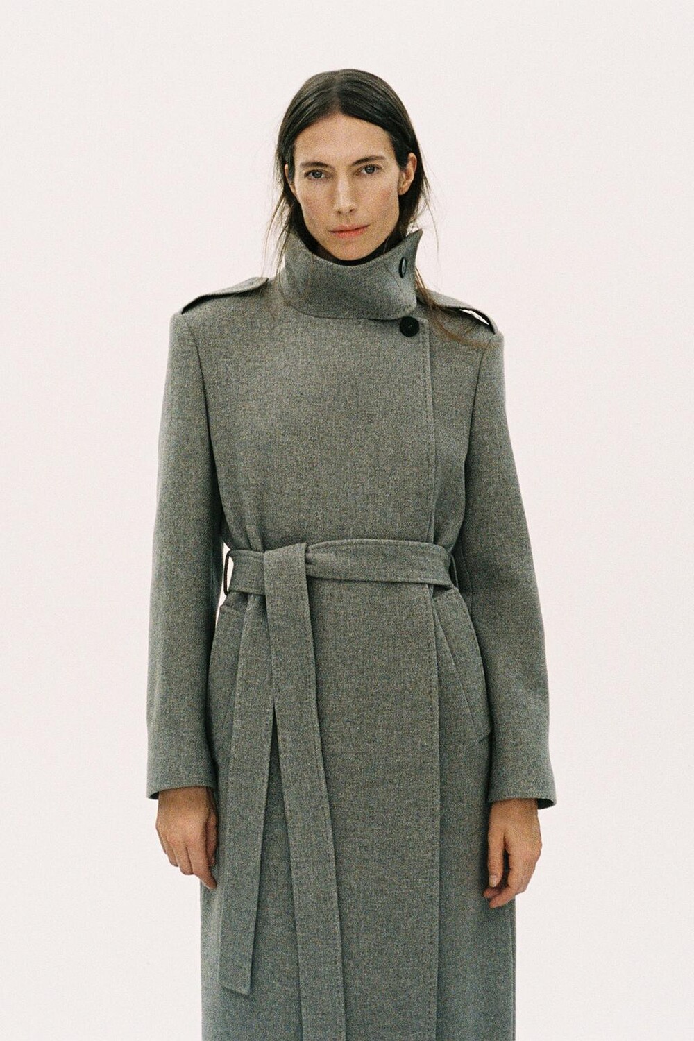 

Пальто из шерсти ZARA, светлая норка