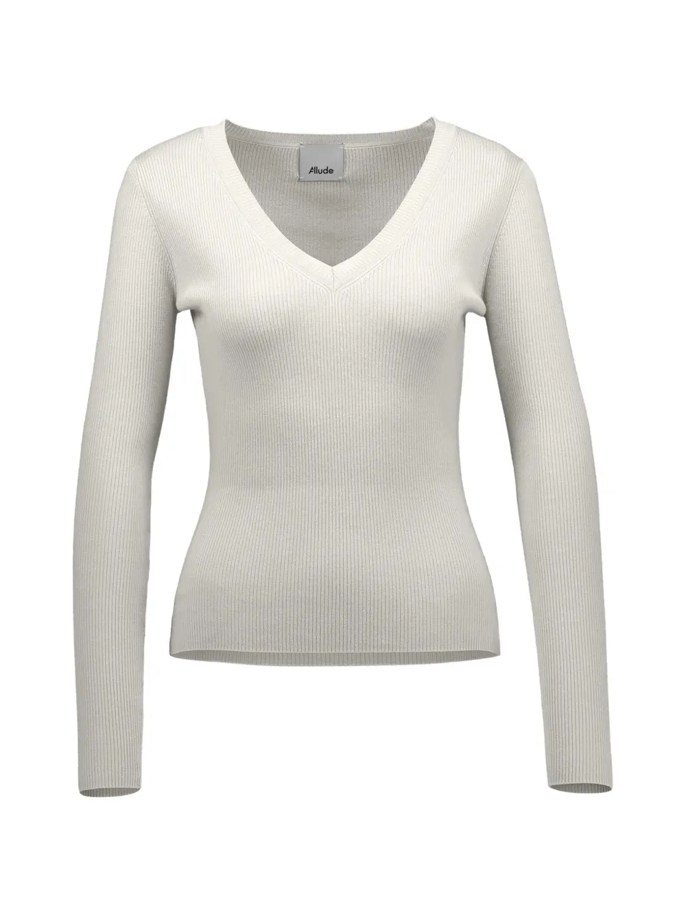 

Вязаный свитер с V-образным вырезом и резинкой Allude, бежевый