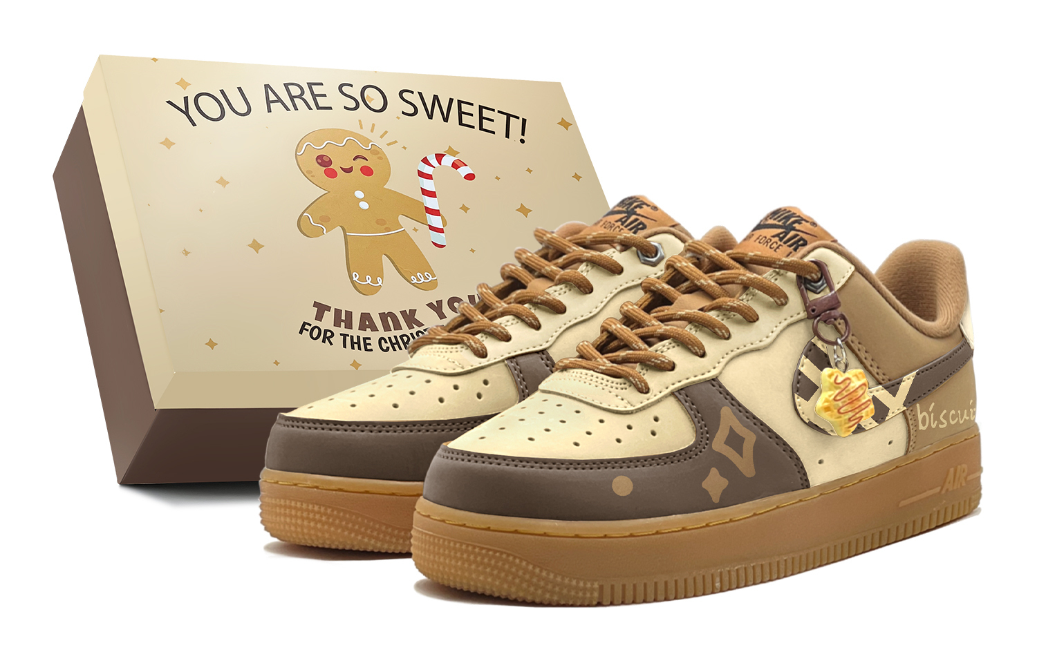 

Air Force 1 Anti Slip Wear Resistant Low Top Skateboard Shoes Unisex Wheat Nike, wheat