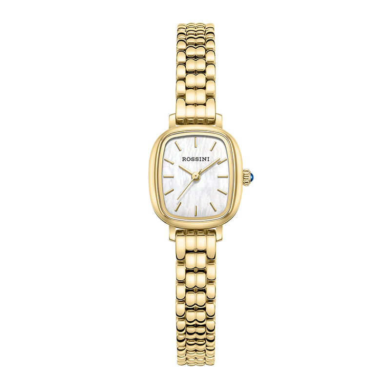 

ROSSINI Часы CHIC Collection Quartz Movement Stainless Steel Strap Watch Women's Watch Coffee Watch Dial 123472R, Glaze White