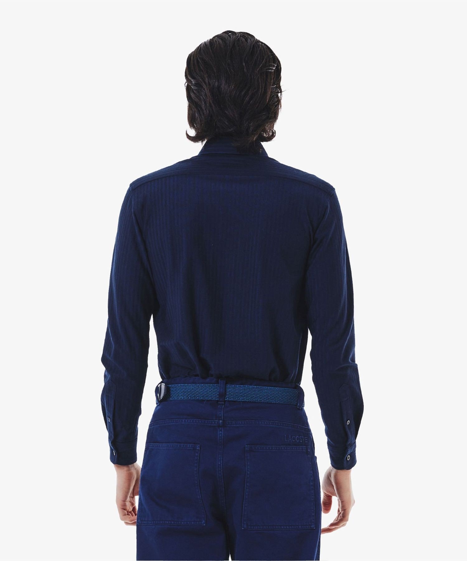 Рубашка из трикотажа с жаккардовой полосой и пуговицами LACOSTE, Navy — фото 2