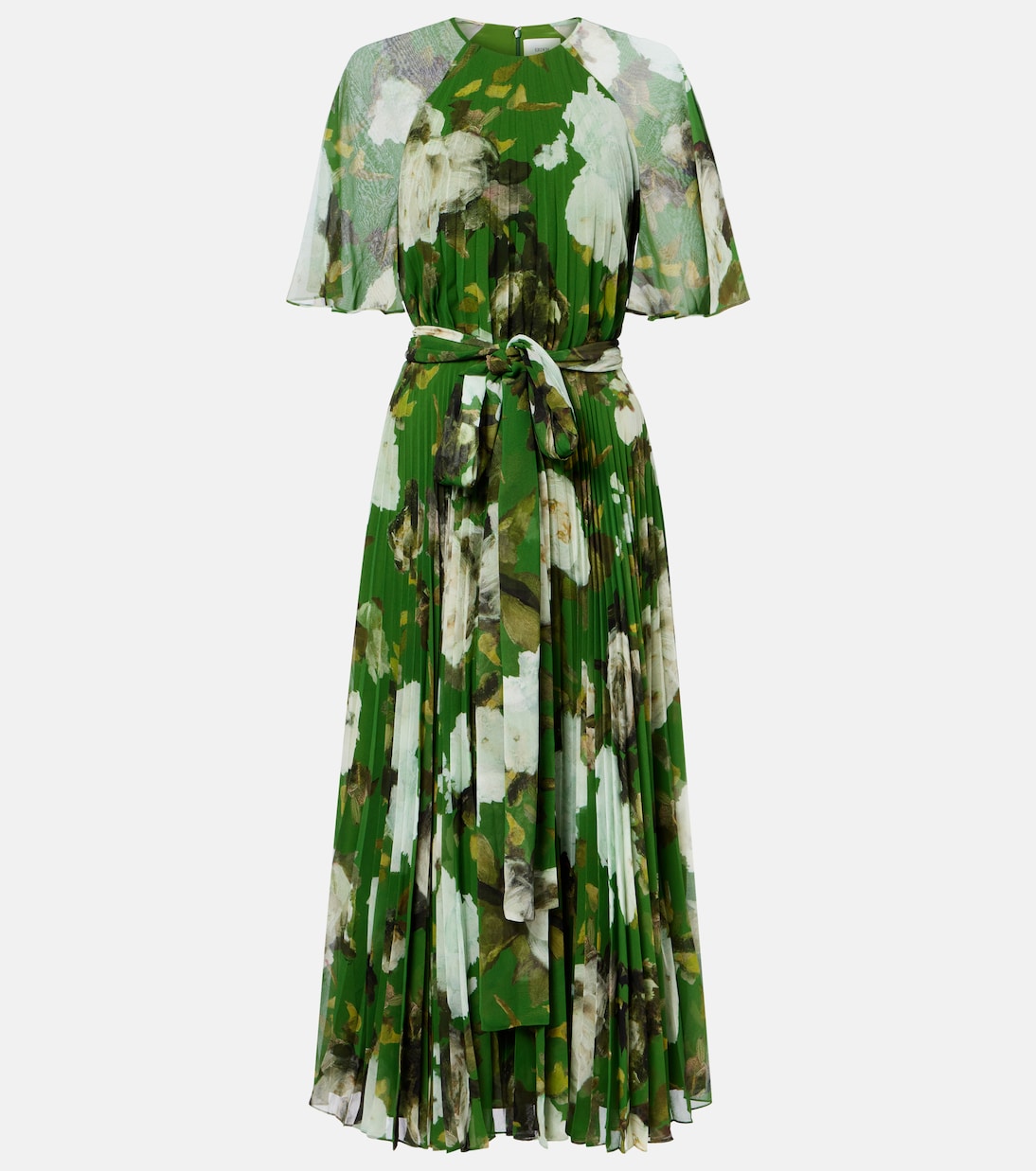 

Платье миди с цветочным принтом и плиссе Erdem, Painted Rose Olive