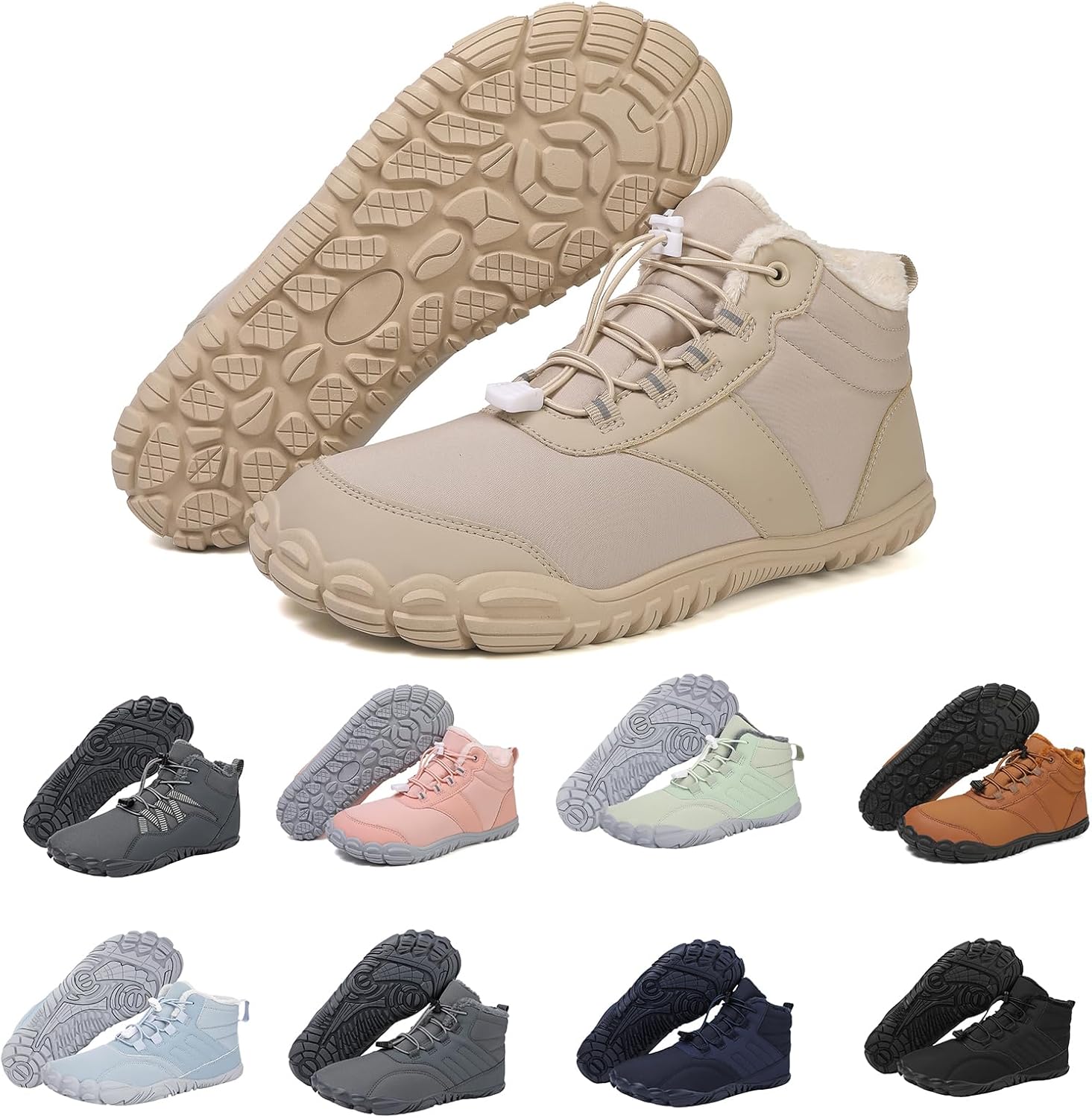 

Женские и мужские водонепроницаемые зимние босоножки-сапоги, утепленные хлопком и меховой подкладкой, унисекс, для прогулок и походов на открытом воздухе Generic, бежевый