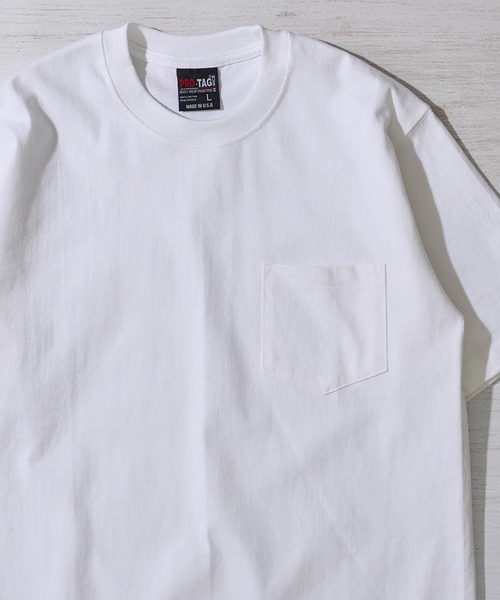 

PRO・TAG Футболка с коротким рукавом из плотной ткани с карманом, белый