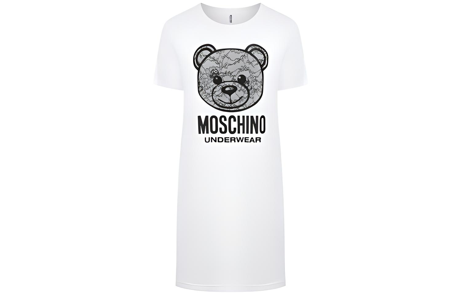 

Женское белое короткое платье с рукавами MOSCHINO