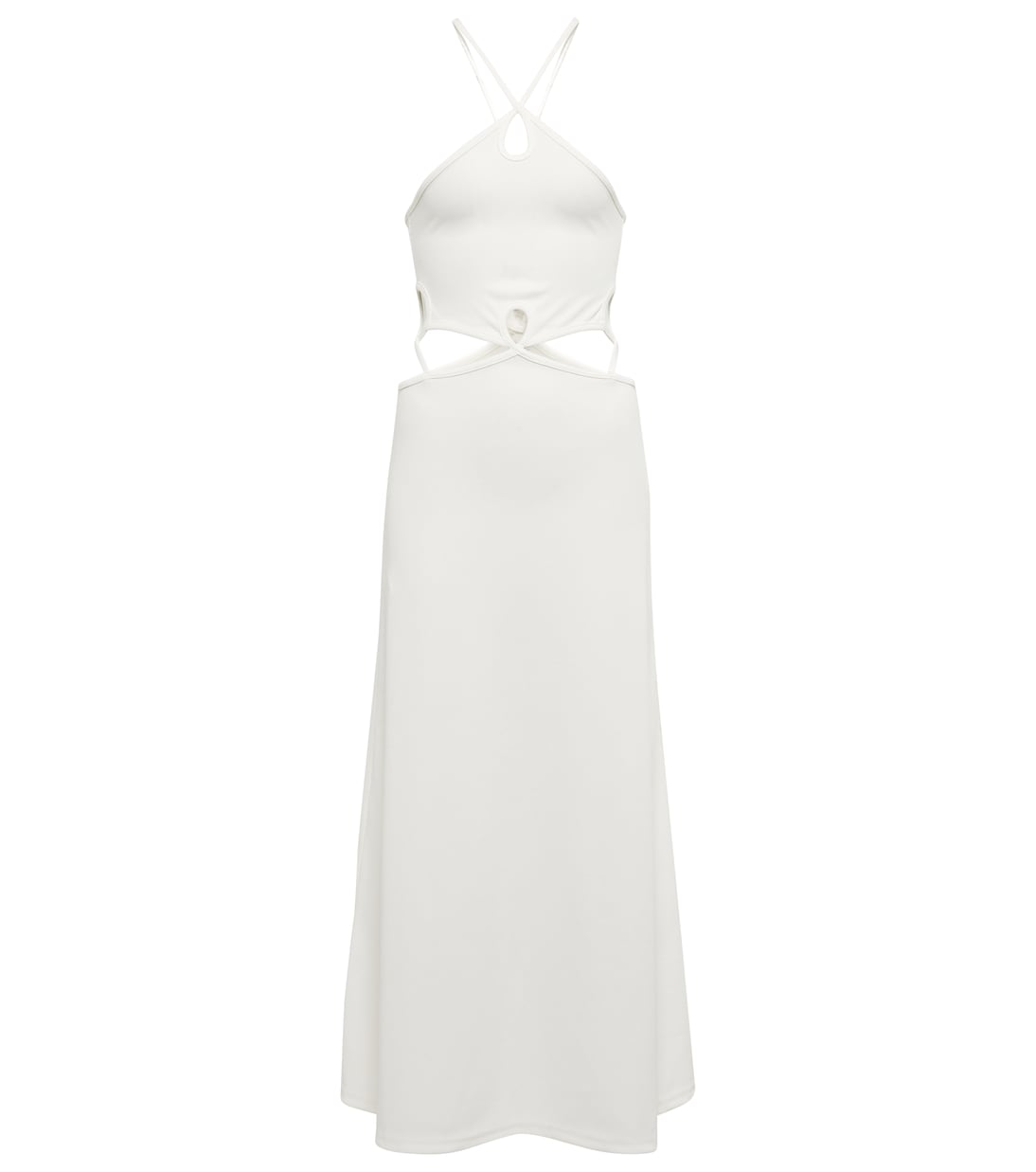 

Платье макси из ребристой ткани с вырезом Christopher Esber, белый