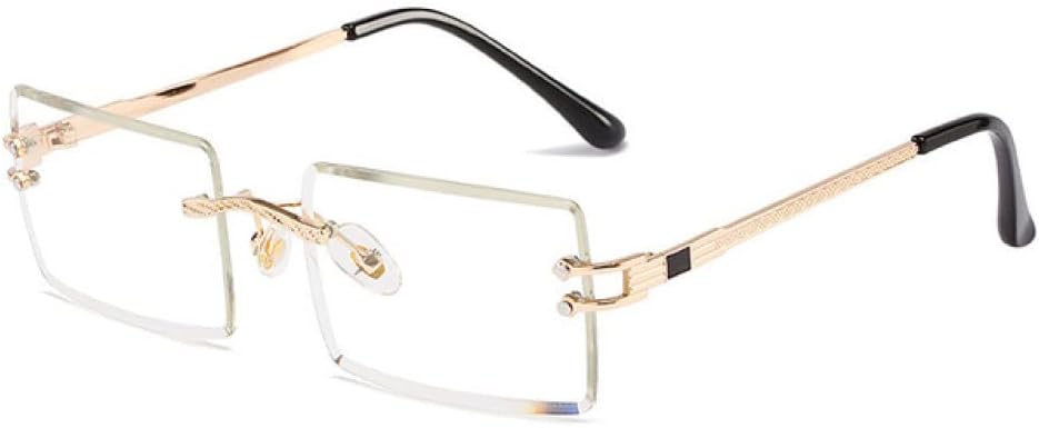 

Солнцезащитные очки без оправы прямоугольной формы для женщин, очки без оправы для мужчин, сверхлегкие солнцезащитные очки с защитой от УФ-излучения UV400 LANGSER, Gold Clear