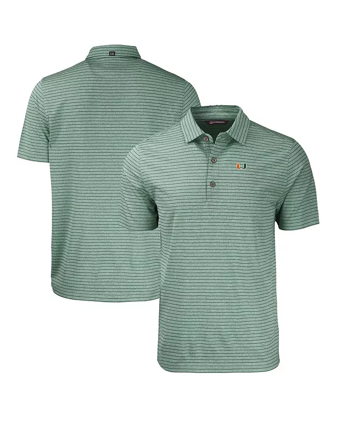 

Мужская поло Miami Hurricanes Forge Eco Heathered Stripe Stretch Cutter & Buck, зеленый