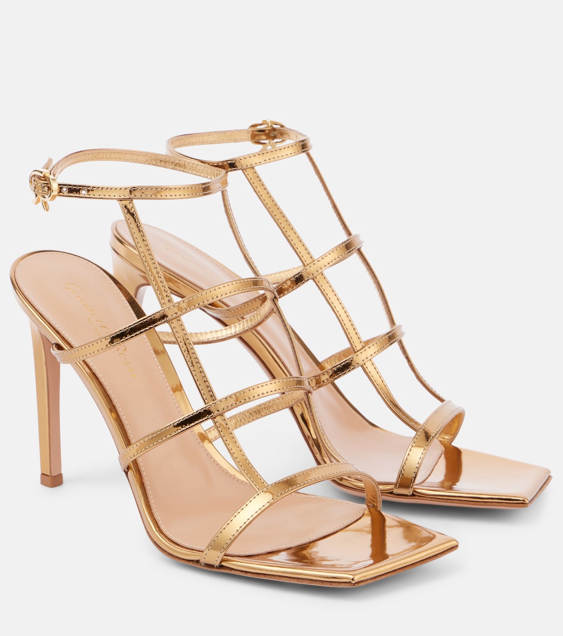 Сандалии Mondry из металлизированной кожи Gianvito Rossi, Mekong